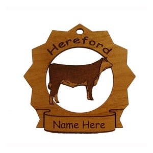 Hereford Cow Standing Ornament Personalized with Your Cow&#39;s Name