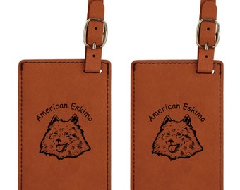 American Eskimo Head Luggage Tag 2 Pack L1231