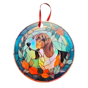 Basset Hound 4 Design Holographic Dog Ornament