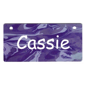 Light Purple Marble Crate Tag Personalized with Your Dog&#39;s Name