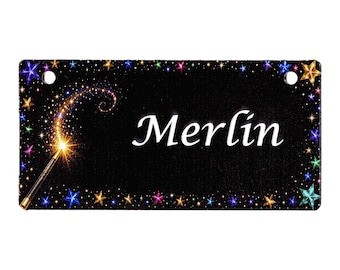 Magic Wand Design Pet Crate Tag Personalized with Your Dog's Name