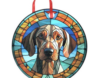 Wirehaired Vizsla Holographic Stained Glass Design Ornament
