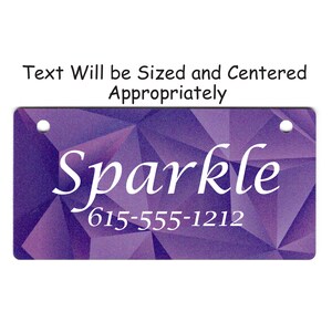 Purple Abstract Cube Design Crate Tag Personalized with Your Dog's Name - Free Shipping