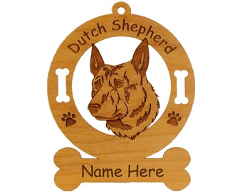 3127 Dutch Shepherd Head Dog Ornament Personalized with Your Dog's Name