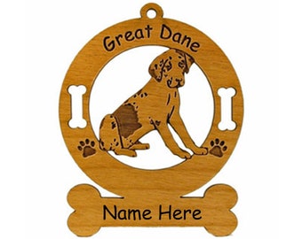 3292 Great Dane Uncropped Dog Ornament Personalized with Your Dog's Name