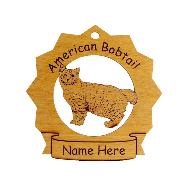 7012 American Bobtail Cat #2 Cat Ornament Personalized with Your Cat's Name