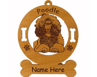 3750 Poodle Sittling Dog Ornament Personalized with Your Dog's Name