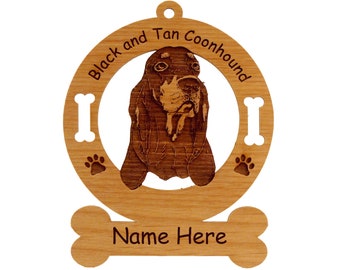 Black and Tan Coonhound Head Dog Ornament Personalized with Your Dog's Name 1764