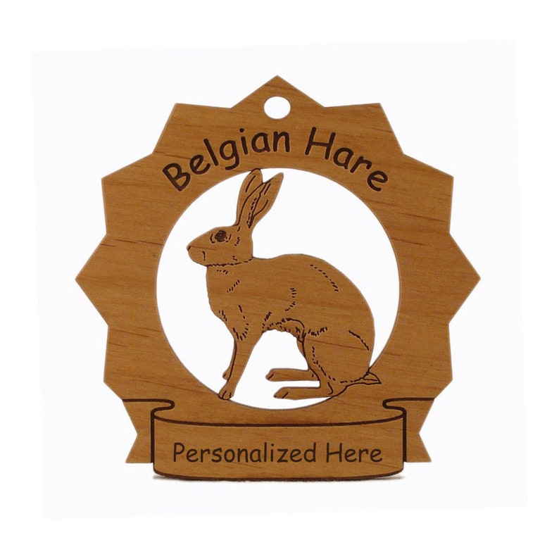 Belgian Hare Wood Ornament Personalized with Your Hare's image 0