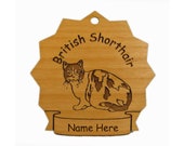 British Shorthair Cat Wood Ornament 087103 Personalized With Your Cat's Name