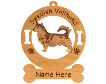 Swedish Vallhund Standing 4157 Dog Ornament Personalized with Your Dog's Name