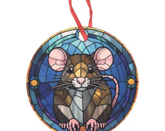 Barnhunt Rat Holographic Ornament: Stained Glass Design