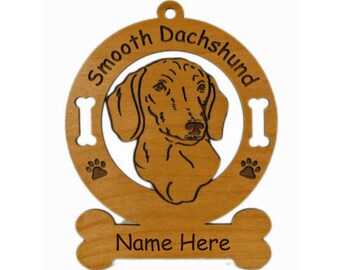 3036 Dachshund Smooth Head Dog Ornament Personalized with Your Dog's Name