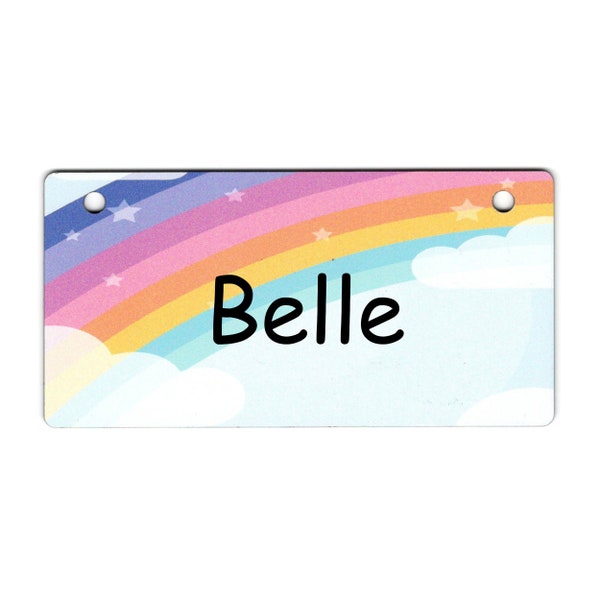 Pastel Rainbow Design Crate Tag Personalized with Your Dog's Name