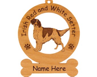 3807 Irish Red and White Setter Ornament Personalized with Your Dog's Name