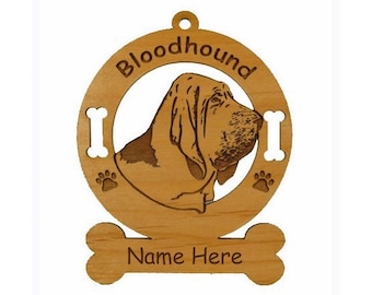 1805 Bloodhound Head Dog Ornament Personalized with Your Dog's Name