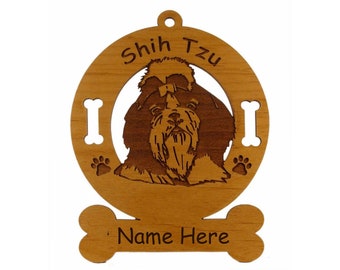 3963 Shih Tzu Head Dog Ornament Personalized with Your Dog's Name