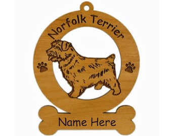 Adorno de perro Norfolk Terrier de pie personalizado con el nombre de tu perro 3605