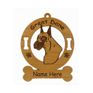 3293 Great Dane Head Dog Ornament Personalized with Your Dog's Name