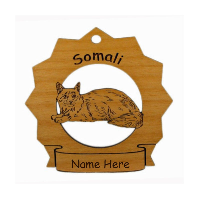 Somali Cat Wood Ornament 087419 Personalized With Your Cat's Name image 1