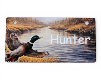 Mallard Duck Taking Flight Design Crate Tag Personalized with Your Dog's Name