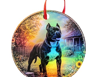American Staffordshire Holographic Holographic Dog Ornament