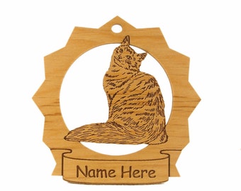 Siberian Cat Wood Ornament 087403 Personalized With Your Cat's Name