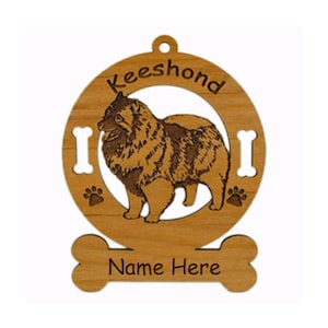 Keeshond Standing Dog Ornament Personalized with Your Dog&#39;s Name 3435
