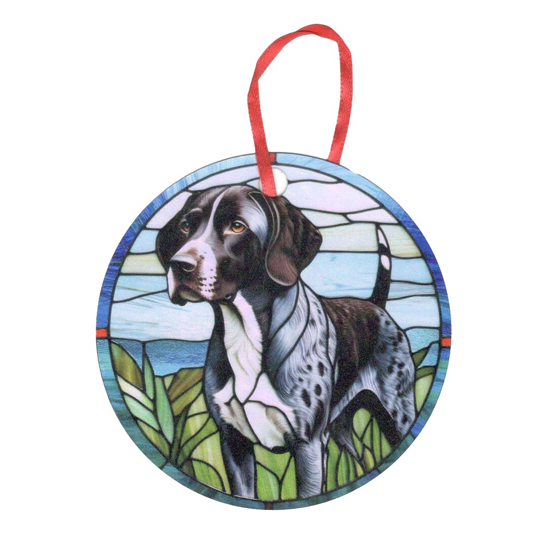 German Shorthaired Pointer 2 Stained Glass Design Holographic Ornament ...
