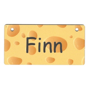 Cheese Design Crate Tag Personalized with Your Dog&#39;s Name