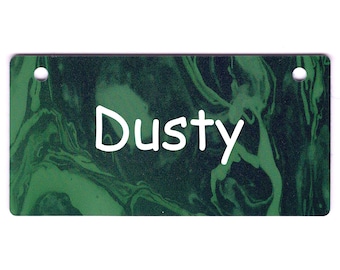 Etiqueta para caja con diseño de mármol verde personalizada con el nombre de su perro
