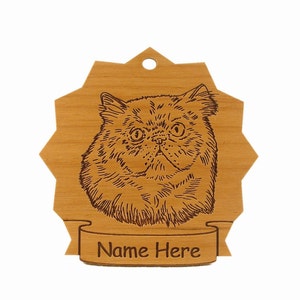 Persian Cat Wood Ornament 087287 Personalized With Your Cat's Name