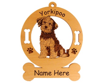 4270 Yorkiepoo Sitting Dog Ornament Personalized with Your Dog's Name