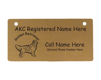 3254 Golden Retriever Standing Crate Tag Personalized with Your Dog's Name