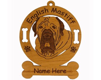 3155 English Mastiff Head Dog Ornament Personalized with Your Dog's Name