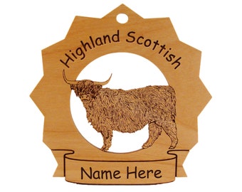 Highland Scottish Cow Ornament personalized with Your Cow's Name