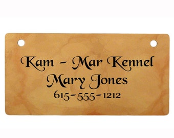 Harvest Gold Marble Design Crate Tag Personalized with Your Dog's Name