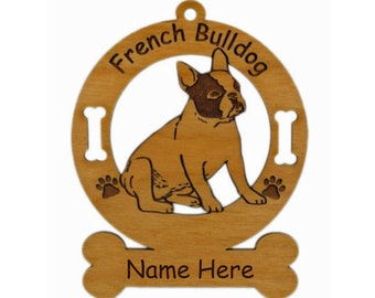 3202 French Bulldog Sitting Personalized Dog Ornament