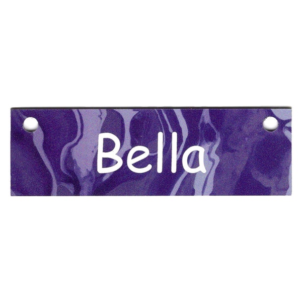 Purple Marble Design 1.25 x 4 Inch Crate Tag Personalized with Your Dog's Name