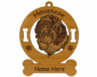 3347 Havanese Dog Ornament Personalized with Your Dog's Name