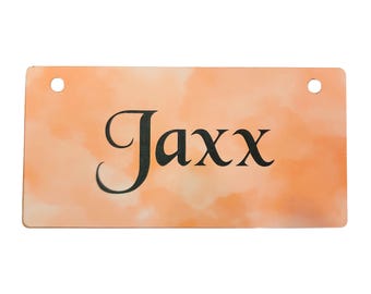 Peach Watercolor Crate Tag Personalized with Your Dog's Name