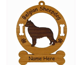 Belgian Sheepdog Standing Dog Ornament Personalized with Your Dog's Name 1636