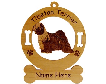 4172 Tibetan Terrier Standing #2 Dog Ornament Personalized with Your Dog's Name