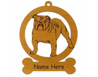 Adorno de Bulldog Inglés de pie 083129 personalizado con el nombre de tu perro