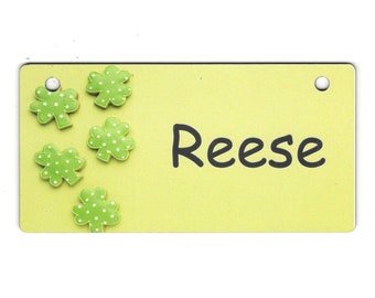 Etiqueta para cajón con diseño de galletas Clover personalizada con el nombre de tu perro