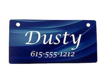 Blue Abstract Swirl Design Crate Tag Personalized with Your Dog's Name