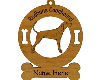 Redbone Coonhound Standing Dog Ornament Personalized with Your Dog's Name 3812