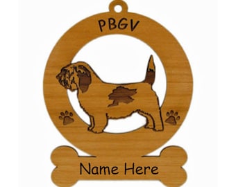 Adorno de perro de pie PBGV personalizado con el nombre de tu perro 3688