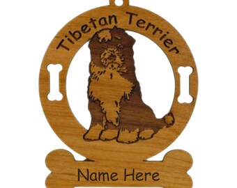 4174 Tibetan Terrier Sitting Ornament Personalized with Your Dog's Name