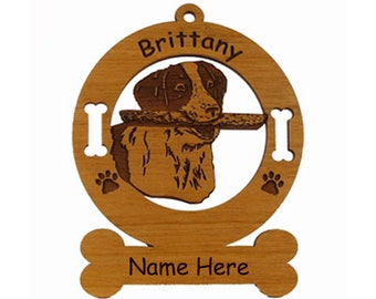 1991 Brittany Fetching Dog Ornament Personalized with Your Dog's Name